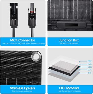 แผงโซลาร์เซลล์แบบกึ่งยืดหยุ่น 100w โมโนคริสตัลไลน์ กันน้ำ 12V สำหรับเรือ คาราวาน รถบ้าน - Product Image 4