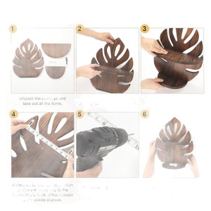 Wooden Palm Leaf Wall <b>Shelf</b> Double Layer Irregular Shape Wall Mounted Storage <b>Rack</b> For Home Decor - Product Image 5