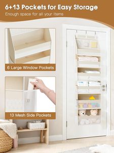 Organizador de Ropa Plegable para Colgar en la Puerta con 6 Estantes y 13 Bolsillos de Malla Reforzado con Hierro Estilo Europeo - Product Image 5