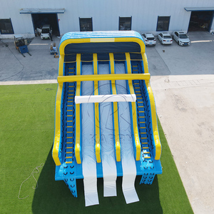 Parque Acuático Inflable Gigante Comercial Estimulante de 33 pies, Tobogán Acuático Inflable Multicarril Azul con Piscina para Adultos - Product Image 4