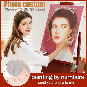 Arte de pared decorativo personalizado arte de pintura de aceite digital patrón de Flores pintado pintura de aceite DIY por núme - Product Image 3