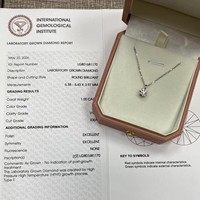 Collier pendentif classique à 4 griffes avec diamant solitaire certifié IGI, cultivé en laboratoire, en or blanc 14K 18K, taille ronde, bijoux fins pour femme