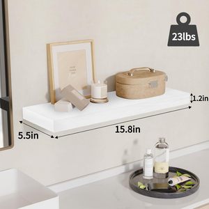 Estantes de pared de madera rústica de 15,8 pulgadas, estantes flotantes de madera rectangulares blancos para decoración de pared de baño - Product Image 2