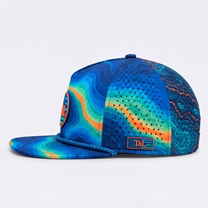 Casquette de golf Topo Map Bleu Orange avec patch PVC imperméable, visière incurvée, 5 panneaux, perforée et respirante, pour la pêche, hommes et femmes - Product Image 3