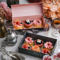 Vente en gros de brownie traiteur mignon nougat biscuits bonbons emballage petit beignet de noël boîte de nourriture à emporter