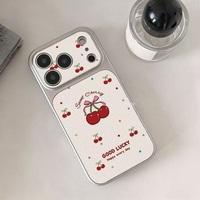 Coque de téléphone en cuir TPU imprimé cerise douce pour iPhone 17 Air 16 14 15 Pro Plus 18 13 12 11 Pro Max XR XS MAX