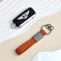 Porte-clés personnalisé en alliage de zinc et cuir avec logo gravé au laser, design de luxe léger pour clé de voiture et cadeau