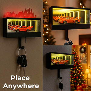 Infinity Garage <strong>Key</strong> Holder with Mini Car for <strong>Wall</strong>, Light Illusion <strong>Keys</strong> Hangers <strong>Hooks</strong>, Mirror LED Lamp Display Case with USB - Product Image 6