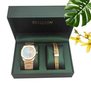 Montre-bracelet à quartz rétro dorée, design arabe unique, acier inoxydable massif, mouvement japonais, mode antique pour homme, affaires - Product Image 2