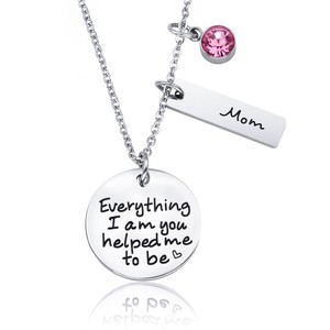 Loftily joyería al por mayor todo lo que soy te Me ayudó a ser Rosa Zircon encantos collar, Regalo para mamá, Día madres regalo - Product Image 1