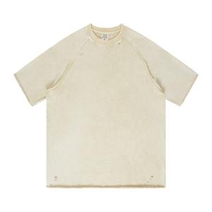 Conception libre Hommes O-cou Vintage T-shirts 100% Coton Poids lourd Distressed Tshirt Hip Hop Street Style Daily Wear Acid Wash - Product Image 2