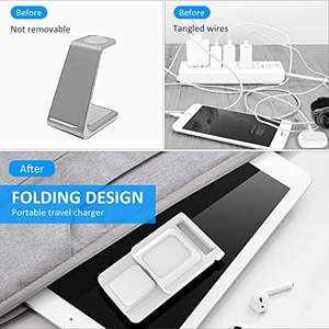 Cargador inalámbrico rápido portátil 3 en 1 para iPhone Apple Watch <span class=keywords><strong>AirPods</strong></span> Cargador inalámbrico rápido - Product Image 6
