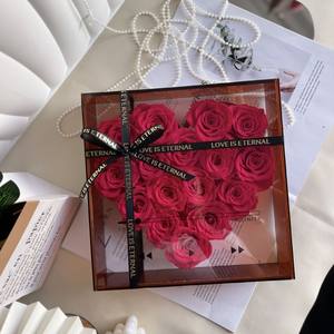 กล่องของขวัญอะคริลิคดอกไม้อมตะ รุ่น XB-019 ของตกแต่งสุดหรู ดอกกุหลาบจริง ผลิตในจีน เหมาะสำหรับเป็นของขวัญวันเกิดสำหรับเด็กผู้หญิง - Product Image 2