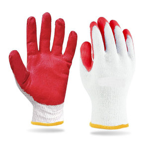 Guantes DE TRABAJO multiusos de algodón de hilo de látex rojo, guantes de seguridad antideslizantes para jardín de almacén móvil de construcción resistente sumergidos - Product Image 1