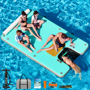 Plataforma Flotante Inflable Gigante con Escalera y <span class=keywords><strong>Rampa</strong></span> <span class=keywords><strong>para</strong></span> <span class=keywords><strong>Perros</strong></span>, Ideal <span class=keywords><strong>para</strong></span> Fiestas Acuáticas y Relajación en Grupo - Product Image 1