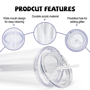 Vaso de 24 oz con Globo de Nieve, Vasos con Globo de Nieve de 24 oz, Vaso con Globo de Nieve Transparente Preperforado con Purpurina, con Tapas y Pajitas - Product Image 4