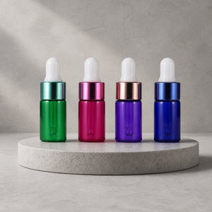 Custom Logo Luxury 10ml Essential <b>Oil</b> Glass Dropper <b>Bottle</b> with Shiny Metallic Collar and Pipette - Product Image 4