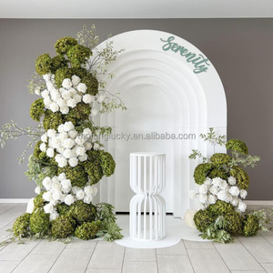 Luxuriöses Gold-Ramhorn-Bogenarrangement mit Grüner Hortensie, Weißen Seidenrosen und Grünzeug für Zeremonien, Bühnenhintergrund, Party- und Eventdekoration - Product Image 3