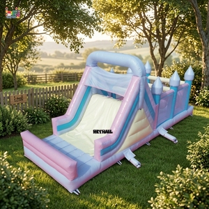Château gonflable commercial en PVC de Chine avec parcours d'obstacles couleur <span class=keywords><strong>macaron</strong></span> à vendre - Product Image 1