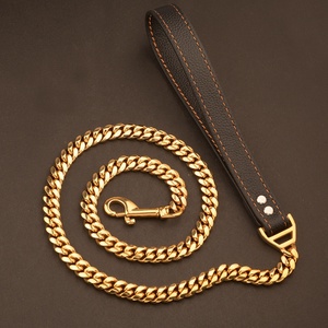 <span class=keywords><strong>Collar</strong></span> de perro de lujo de acero inoxidable dorado de 14mm, correas para mascotas con estampado personalizable con estilo de cadenas cubanas, fabricante directo - Product Image 3
