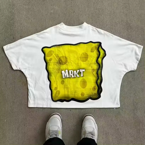 Camisetas de lujo de alta calidad para hombre, camisetas recortadas cuadradas, camisetas gráficas impresas Y2K de algodón 100%, ropa de calle - Product Image 3