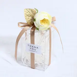 custom square clear plastic cake candy sweets foldable packaging special gift box for wedding