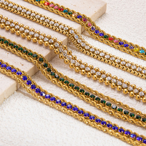 European American Style Retro Stainless Steel Bracelet 18K Gold Plated Three Layer Micro Set Zircon <b>Titanium</b> Steel <b>Chain</b> - Product Image 2