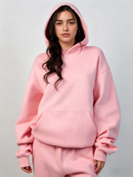 Ensemble survêtement femme rose personnalisé, pantalon de survêtement et sweat-shirt, ensemble 2 pièces pour femme, sweat-shirt unisexe en molleton lourd, ensemble sweat-shirt