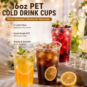 Gobelet jetable transparent en PET de 16 oz avec paille pour boissons froides (café, jus, thé au lait) – Vente directe usine (personnalisable) - Product Image 2
