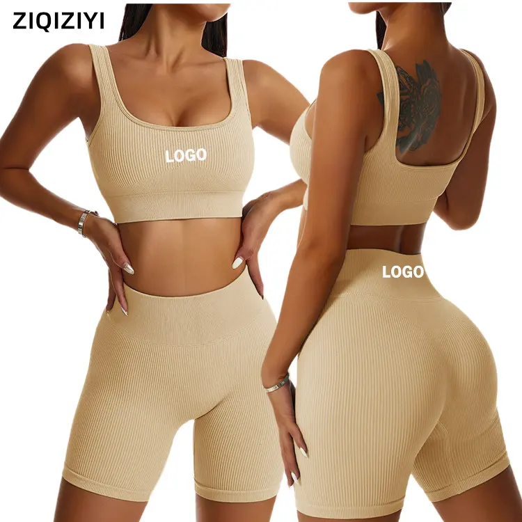 Seamless Yoga Set Women Summer Vest Top Gym Sport Bra High Waist Tight Leggings Push Up Fitness Suit Shorts Sets