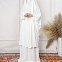 Abaya Jilbab personnalisée à nouer dans le dos, Khimar, robe musulmane pour femmes, nylon et élasthanne, ensemble de robe confortable en deux pièces pour femmes