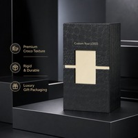 Boîte d'emballage de parfum de luxe avec couvercle et base, vide, flacon en verre noir mat de 100 ml, vaporisateur, coffret cadeau