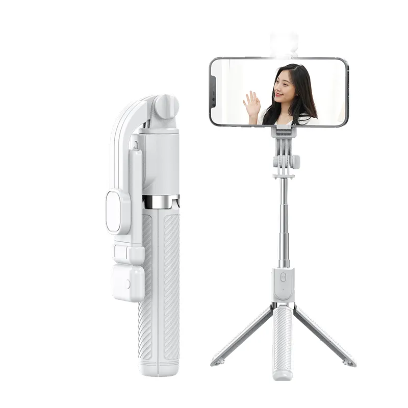 Trépied pour perche à Selfie portable, lumière LED, aluminium, sans fil, 3 en 1, pliable en acier inoxydable, avec support pour téléphone