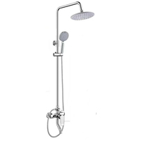 En gros Colonne de douche thermostatique chromée à double poignée avec jets pluie, jets doux, jets de massage et fonction pause, finition polie, pour villa
