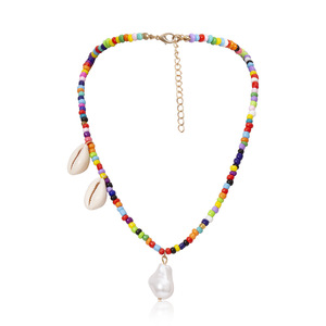 Fashion Bohemian <b>Choker</b> Necklace With Colorful Seed Beads And <b>Shell</b> Pendant For Women Party Jewelry - Product Image 1