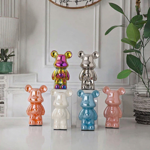 Figurine d'ours en céramique et émail <span class=keywords><strong>BESDER</strong></span>, objet de collection artistique, décoration de bureau et de salon, ornement européen électroplaqué - Product Image 3