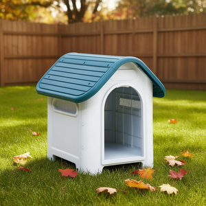 บ้านสุนัขโพลีโพรพิลีนสีน้ำเงิน ขนาด 23.2x29.5x26 นิ้ว ที่พักสัตว์เลี้ยงกลางแจ้งทันสมัย สำหรับสุนัขพันธุ์กลาง ใช้ได้ทุกฤดู - Product Image 2