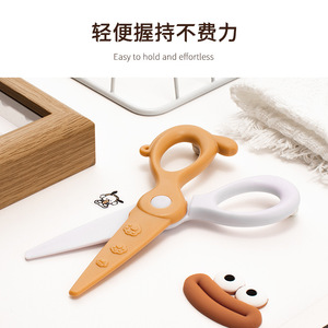 Children Safety Scissors Straight Blade 130mm Plastic Handle White <b>Orange</b> And Blue For <b>Paper</b> Cutting - Product Image 1