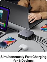 Adaptor Charger Ugreen 200W USB C Desktop Charger Nexode 6-port GaN PD Fast Charger Dengan Kabel Pengisian Daya USB C Ke C 3-kaki