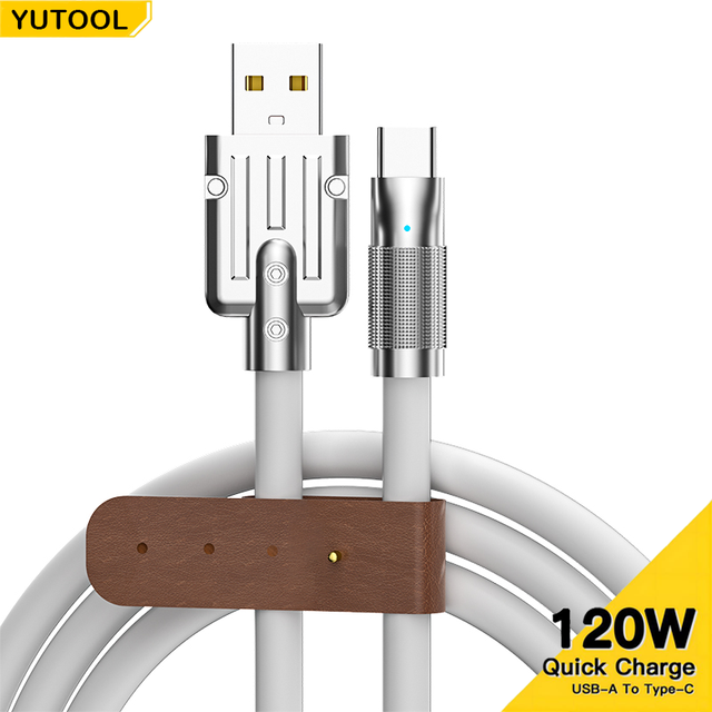 Yutool Factory Hot Selling 120W 5A Fast Charging Cable Metal Zinc Alloy TPE USB Type C Pure Copper Conductor Durable Mobile