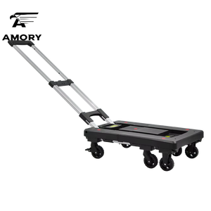 Troli Dorong Lipat 150kg dengan Platform yang Dapat Diperpanjang, Kapasitas 330lbs, Troli Utilitas Portabel 6 Roda, Peralatan Industri OEM - Product Image 5