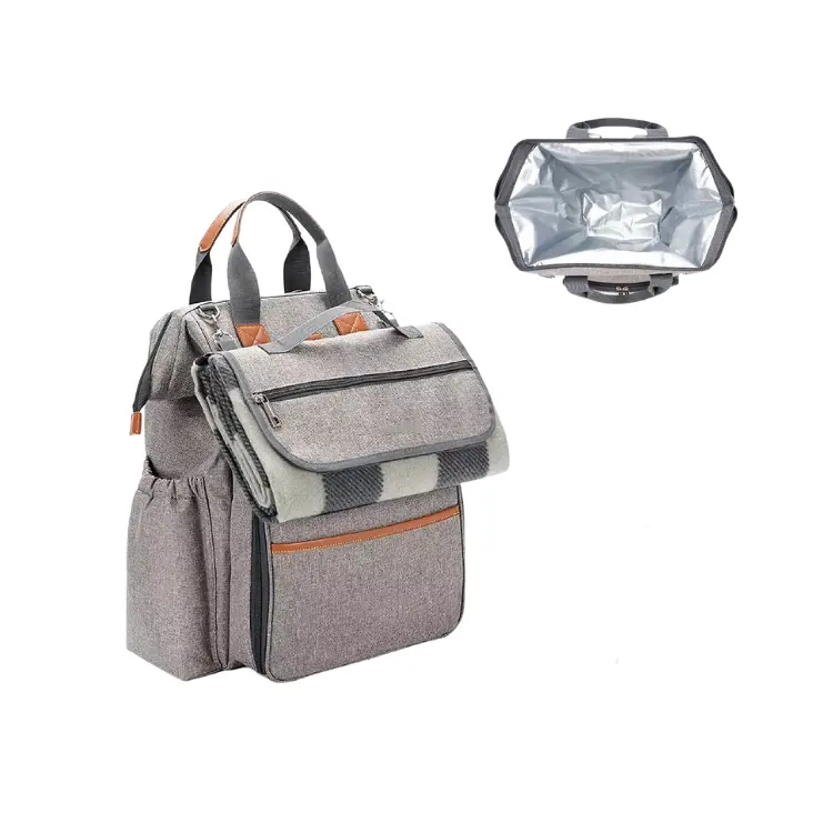 Cooler Rucksack Picknick Großhandel 4 Personen Picknick-Set mit isolierter Tasche und wasserdichter Picknick decke für Familien