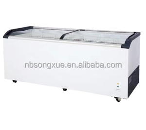 Refrigerador de helados con puerta de vidrio curvada, pantalla para comida congelada, tapa deslizante, arcón, congelador, nevera, 2 uds. - Product Image 3