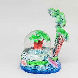 Tùy Chỉnh Thành Phố Bãi Biển Tên Nhựa Cây Cọ Quả Cầu Tuyết Thủy Tinh Quả Cầu Nước Bức Tượng Với Lấp Lánh Long Lanh Thu Mới Lạ Trang Trí - Product Image 1