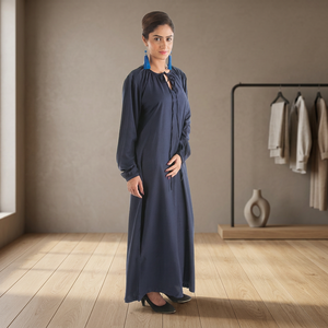 Robe abaya à col haut pour femmes, tissu de bambou écologique, longue abaya en coton biologique, résistante aux UV - Product Image 3