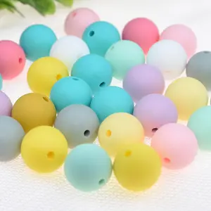 wholesale loose 15mm candy color silicone beads baby jewelry accessories focal beads silicone