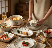 Service de table en céramique rustique de style japonais Soleil, Lune, Étoiles – Bols et assiettes durables de haute qualité, compatibles micro-ondes et lave-vaisselle, émaillés