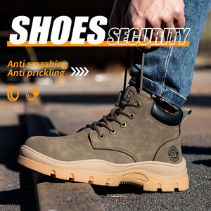 Men's Steel Toe Safety Boots High-Top Work Shoes Anti-Smashing Puncture Resistant Non-Slip Construction Industry Use Khaki - Product Image 4