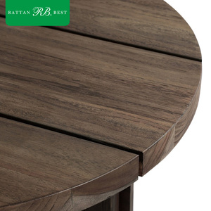 Table d'appoint ronde en teck massif foncé de luxe moderne <span class=keywords><strong>pour</strong></span> cour extérieure, <span class=keywords><strong>patio</strong></span>, ensemble de canapés - Product Image 5