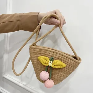 Bolsos de Hombro de Paja con Flores para Niñas, Bolsos de Mensajero Mini para Niñas, Monederos Lindos para Niños, Bolsos Pequeños - Product Image 5